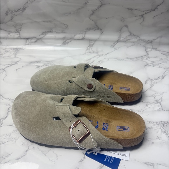 New Birkenstock Boston Taupe Suede Clogs EU Size 39 - Picture 2 of 10